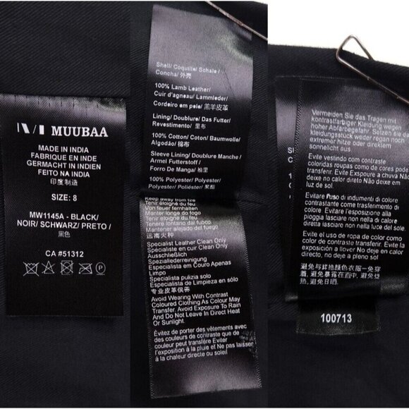 Muubaa Voisin Leather Studded Biker Jacket Size US 4 S Womens Black $700 - Picture 14 of 16